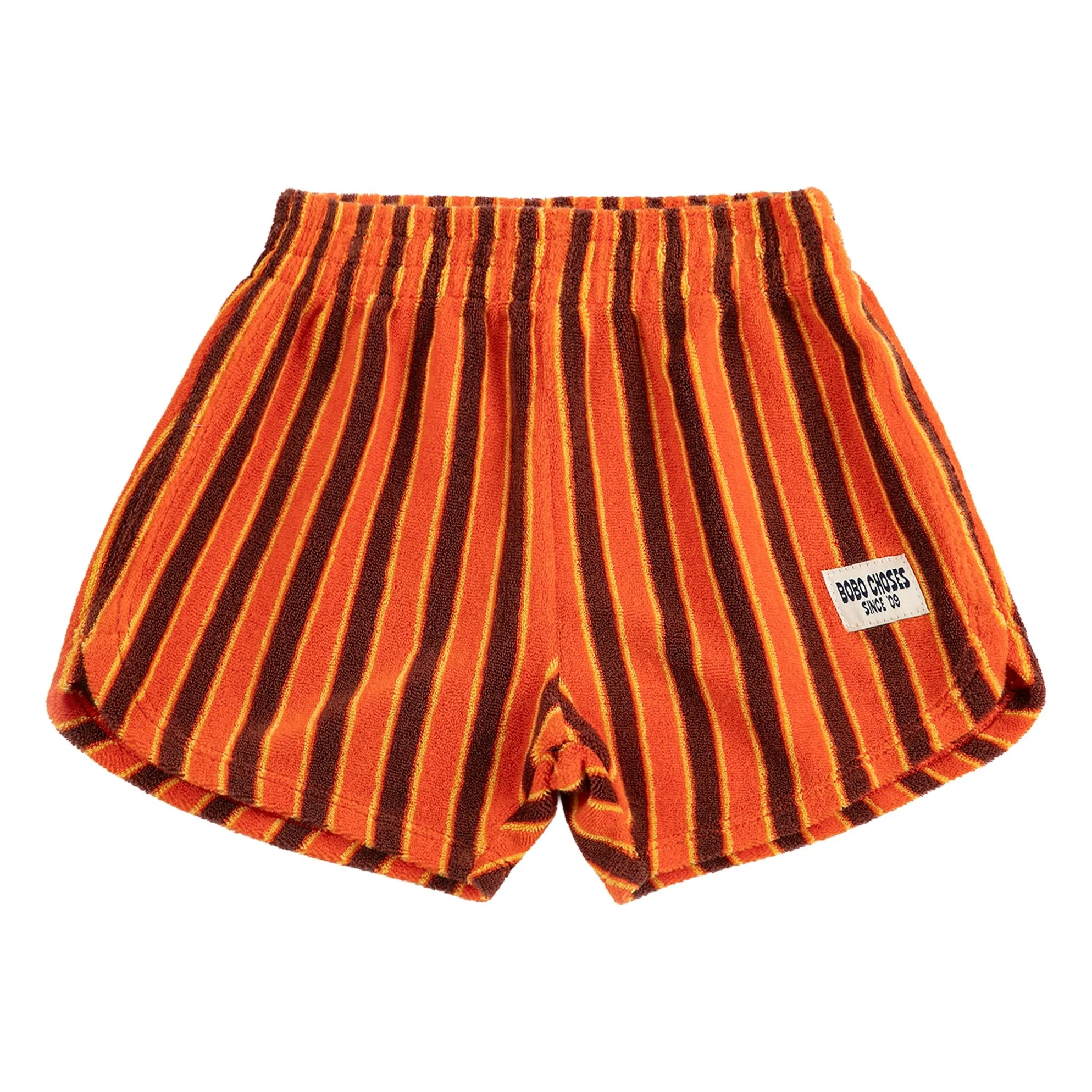 Bobo Choses Orange Striped Terry Shorts