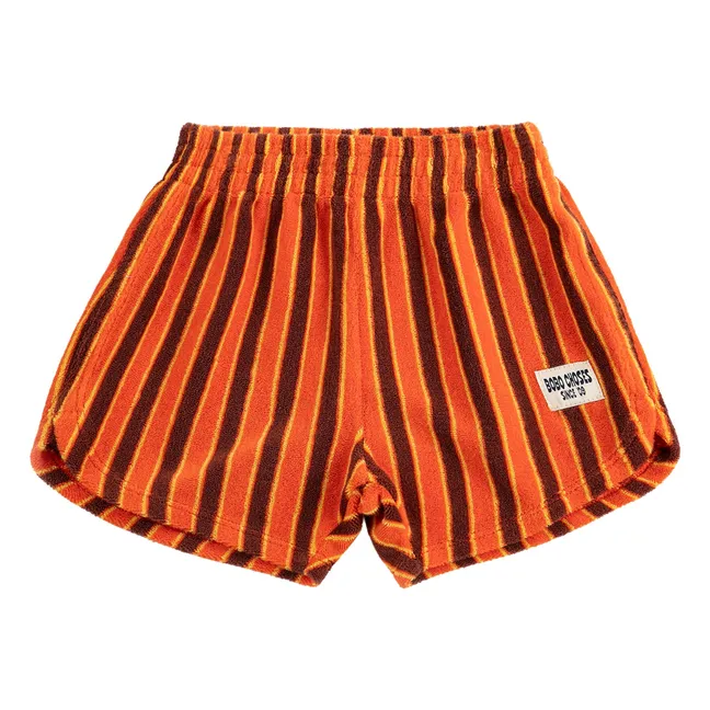 Striped Terry Shorts | Orange