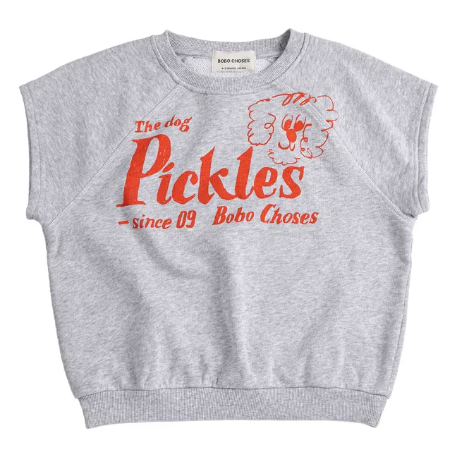 The Dog Pickles Organic Cotton Sleeveless Sweatshirt | Heather grey