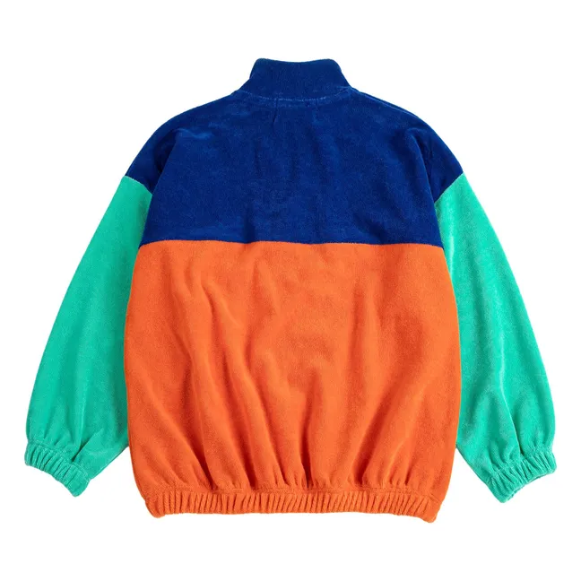 Sudadera de felpa de algodón orgánico con bloques de color | Naranja