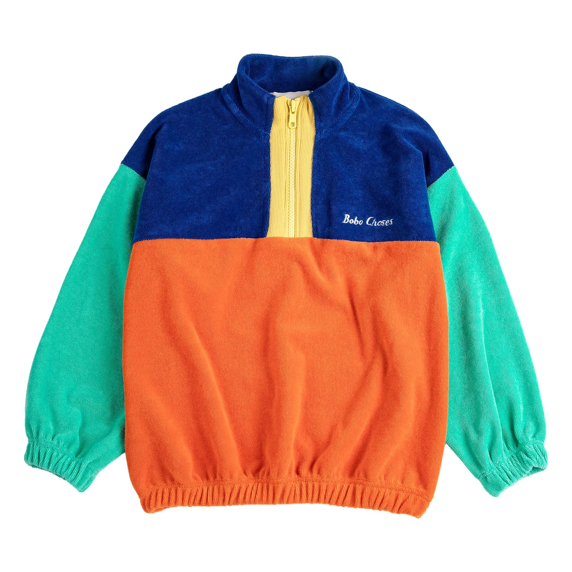 Bobo Choses Orange Colorblock Organic Cotton Terry Sweatshirt