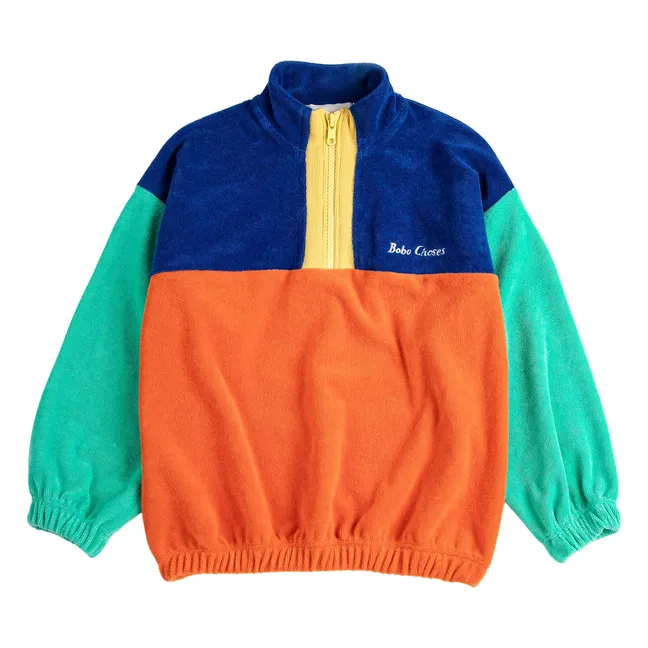 Colorblock organic cotton terry sweatshirt | Orange
