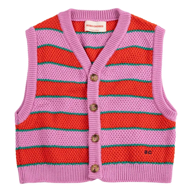 Chaleco sin mangas a rayas de algodón ecológico | Violeta