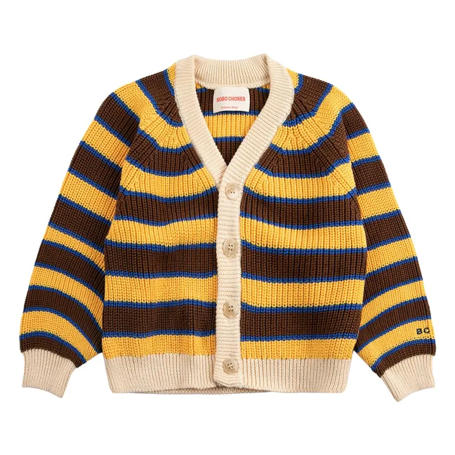 Striped Organic Cotton Cardigan | Yellow