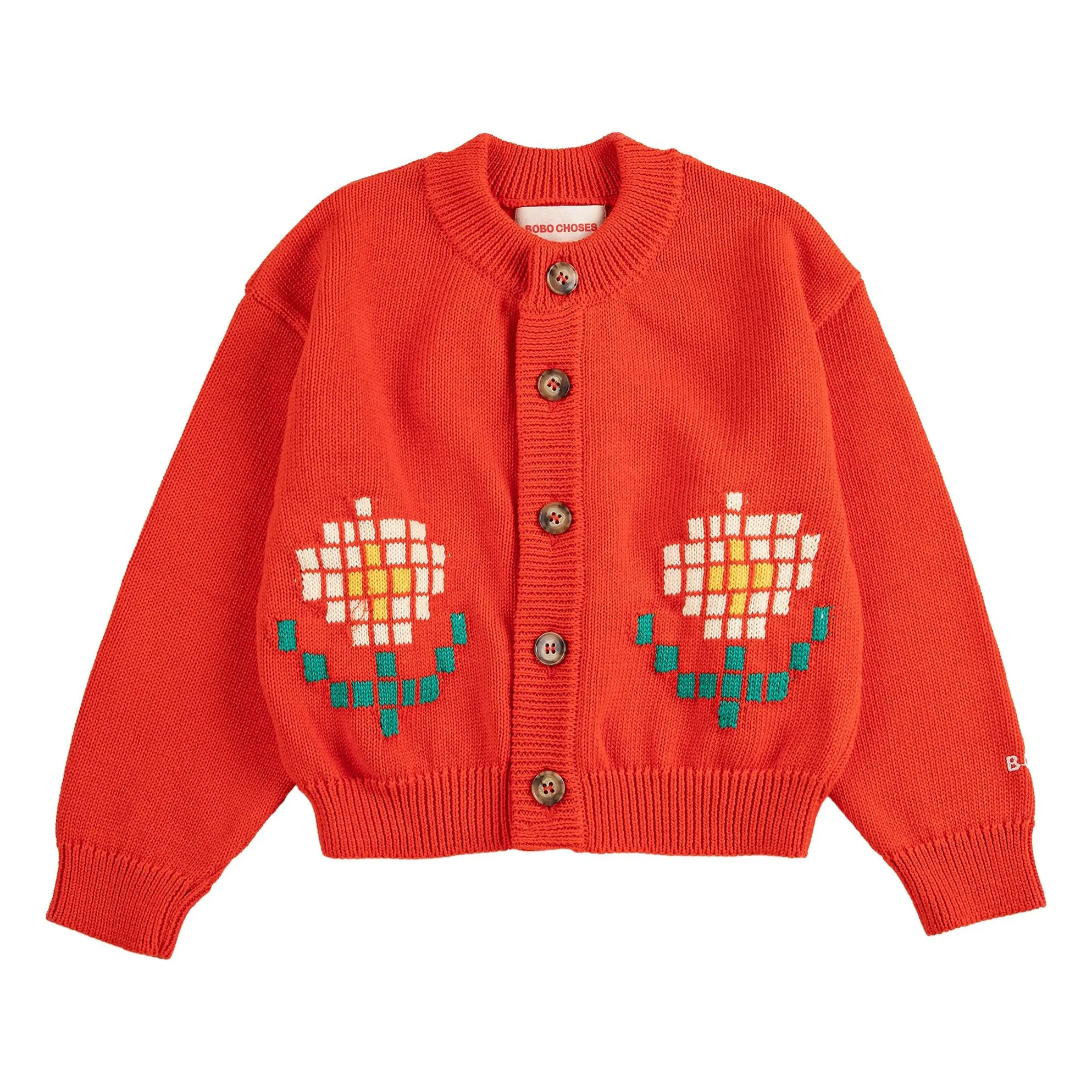 Bobo Choses Red Organic Cotton Daisy Cardigan