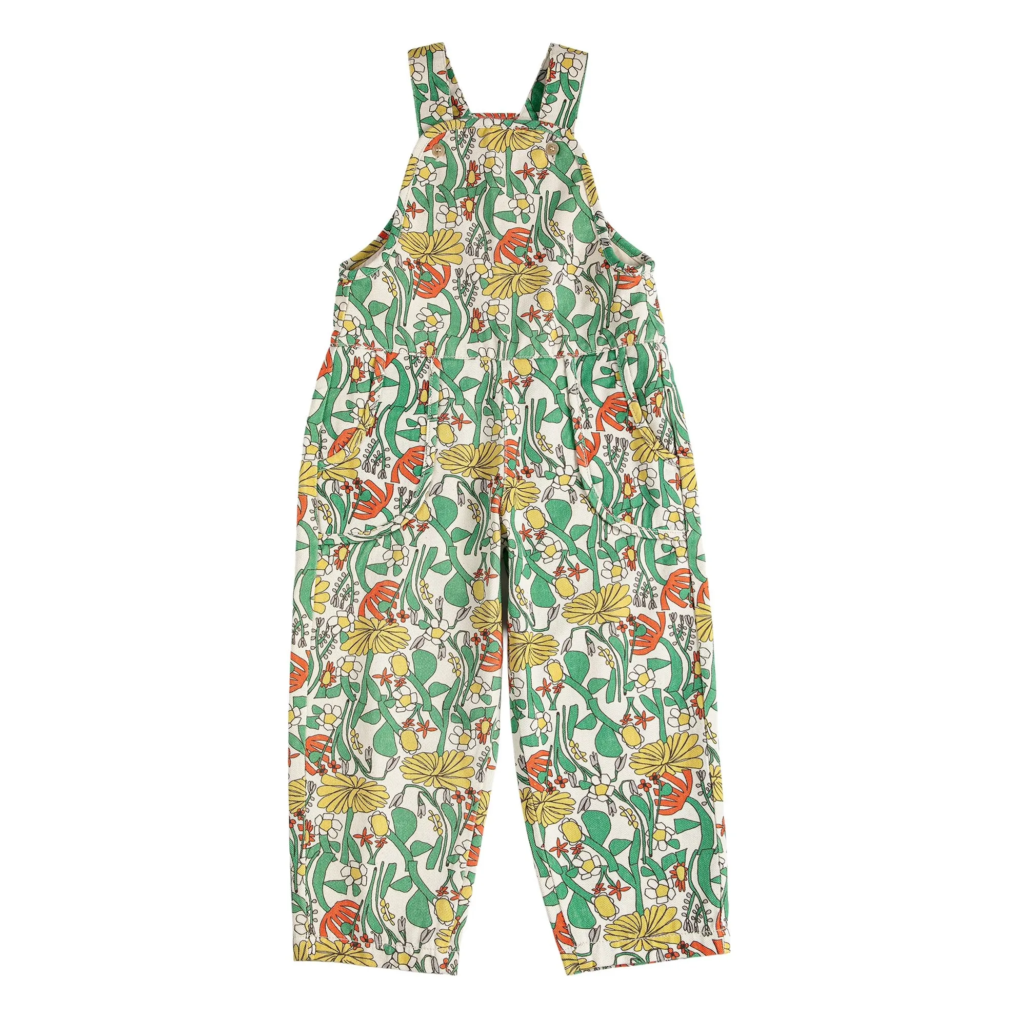 Bobo Choses White Organic Cotton Floral Overalls