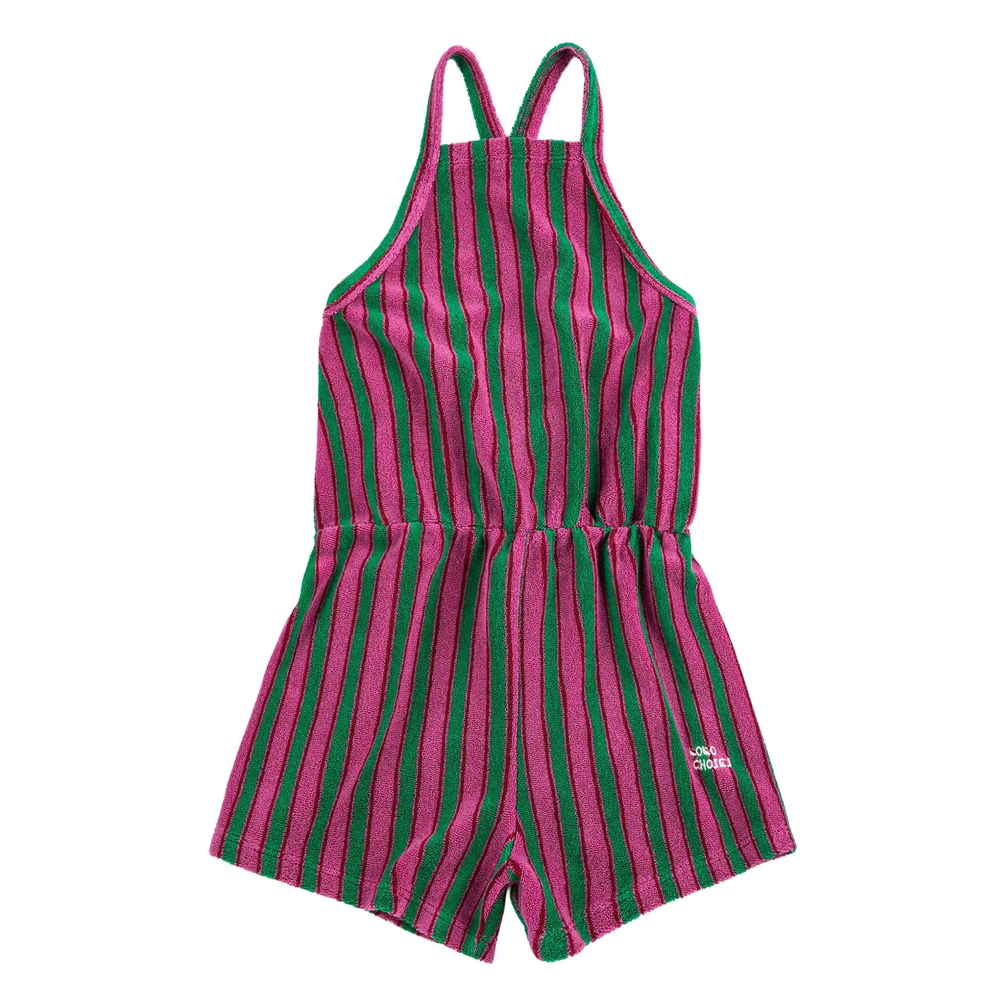 Bobo Choses Green Striped Terry Playsuit