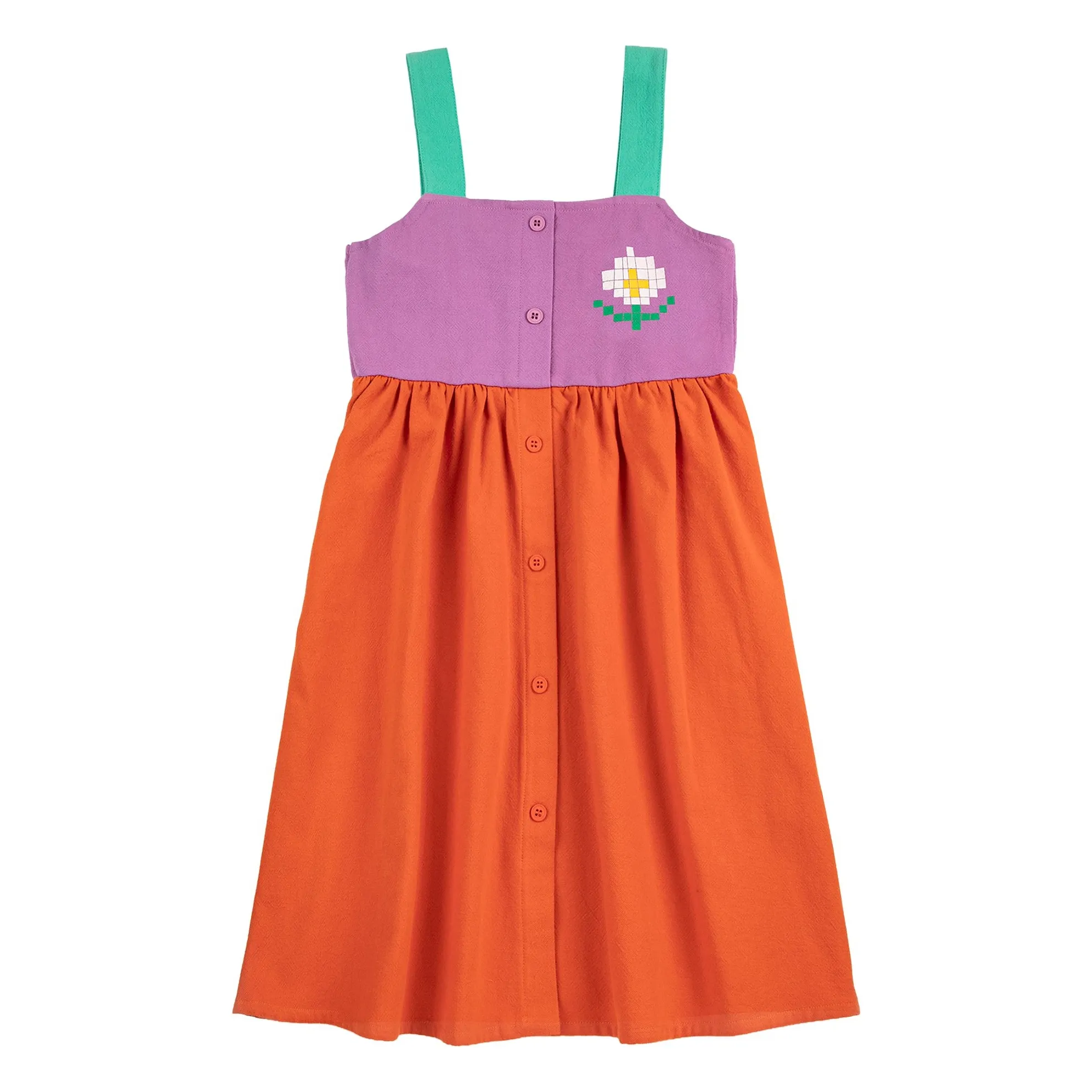 Bobo Choses Orange Colorblock Organic Cotton Dress