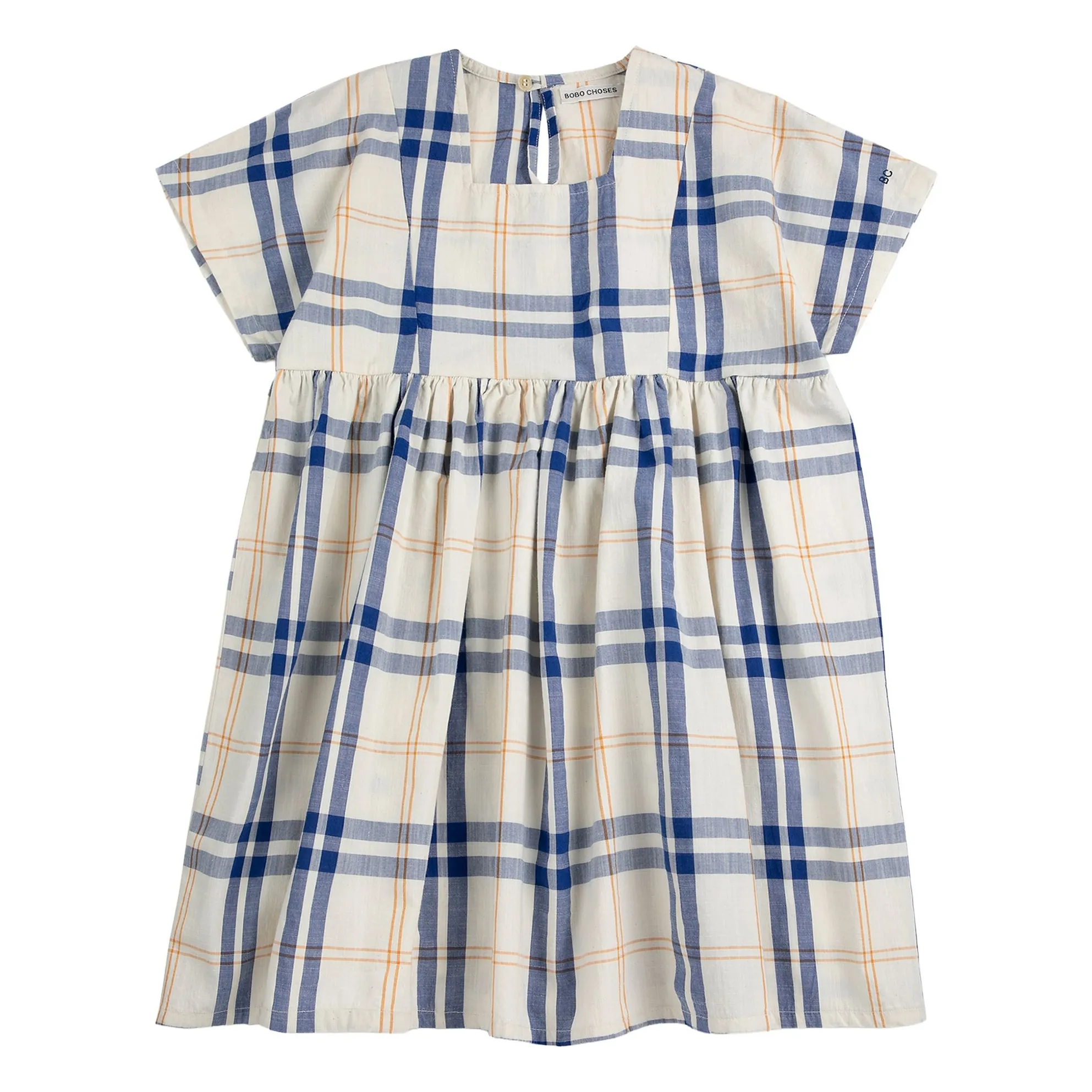 Bobo Choses Ecru Tartan Organic Cotton Dress