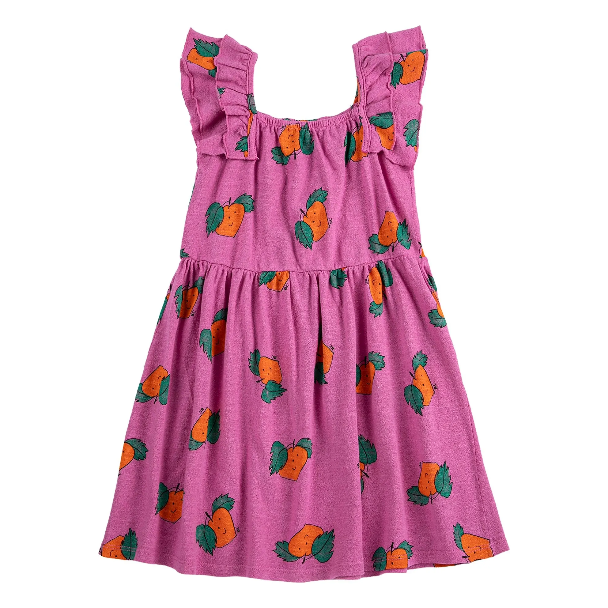 Bobo Choses Purple Orange Ruffled Dress Organic Cotton