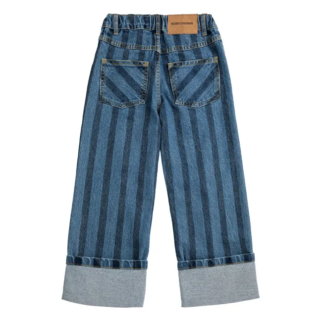 Organic Cotton Striped Jeans | Blue