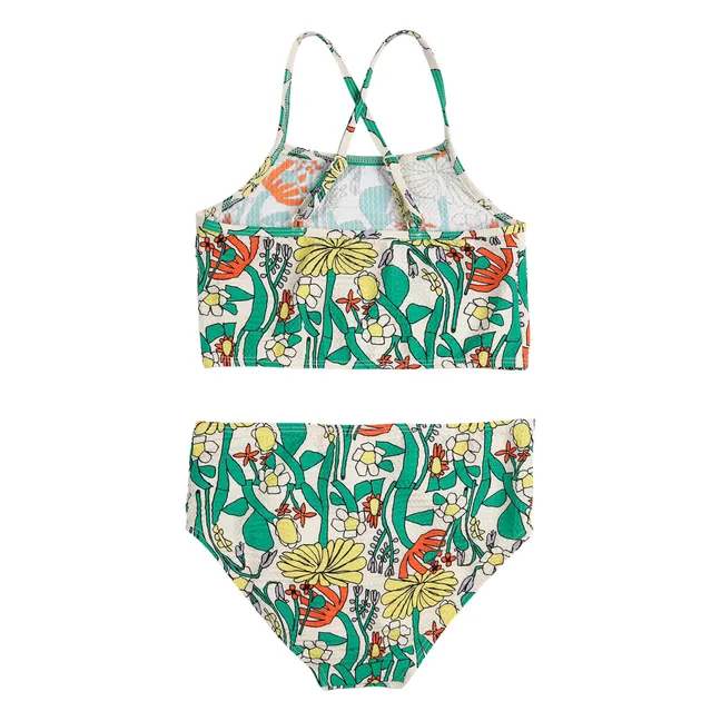 Maillot de Bain Fleuri Fibres Recyclées | Ecru