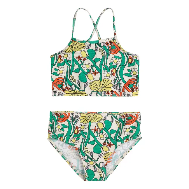 Maillot de Bain Fleuri Recycled Fibers | Ecru