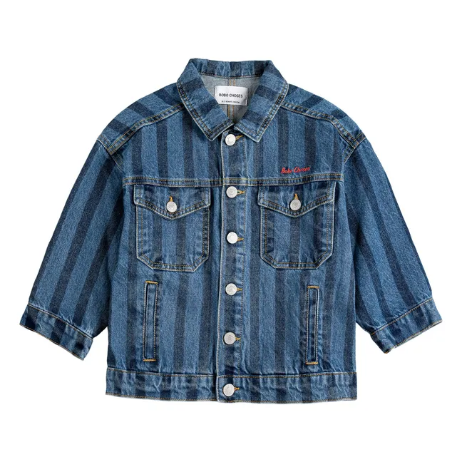 Veste Denim Rayée Coton Bio | Bleu