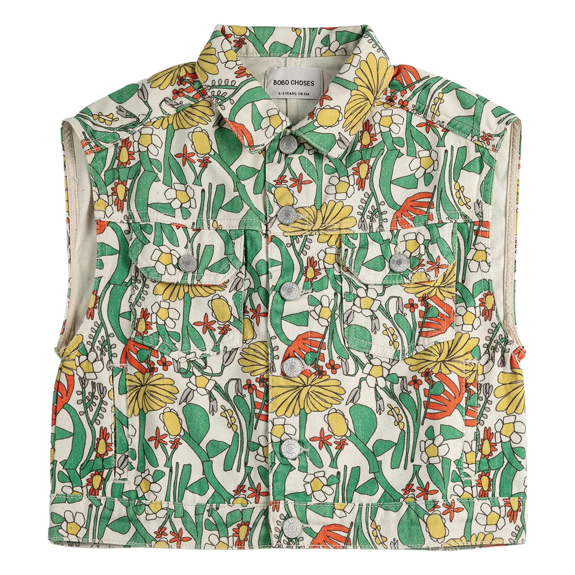 Veste Sans Manches Fleurie Twill Coton Bio | Ecru- Image produit n°0