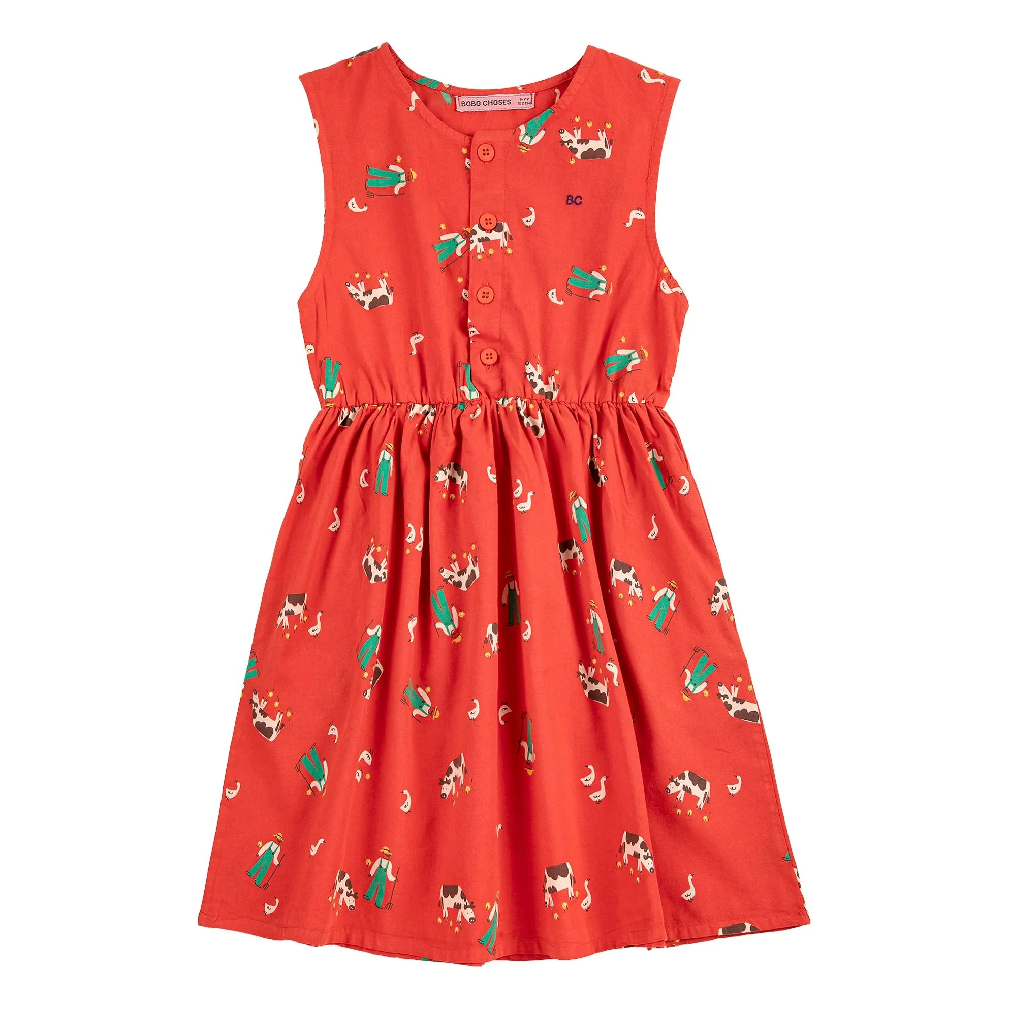 Bobo Choses Red Organic Cotton Farm Dress