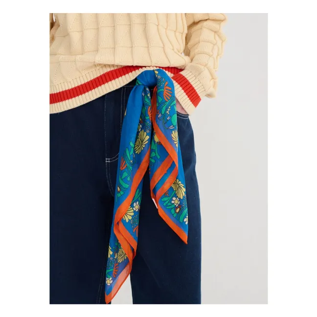 Color Herbalist Silk and Cotton Scarf | Blue