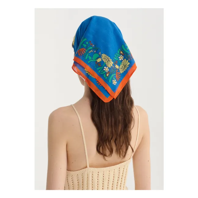 Color Herbalist Silk and Cotton Scarf | Blue