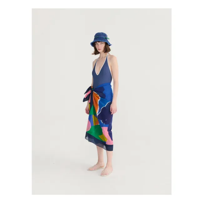 Sarong Blooming Color Coton Recyclé | Bleu