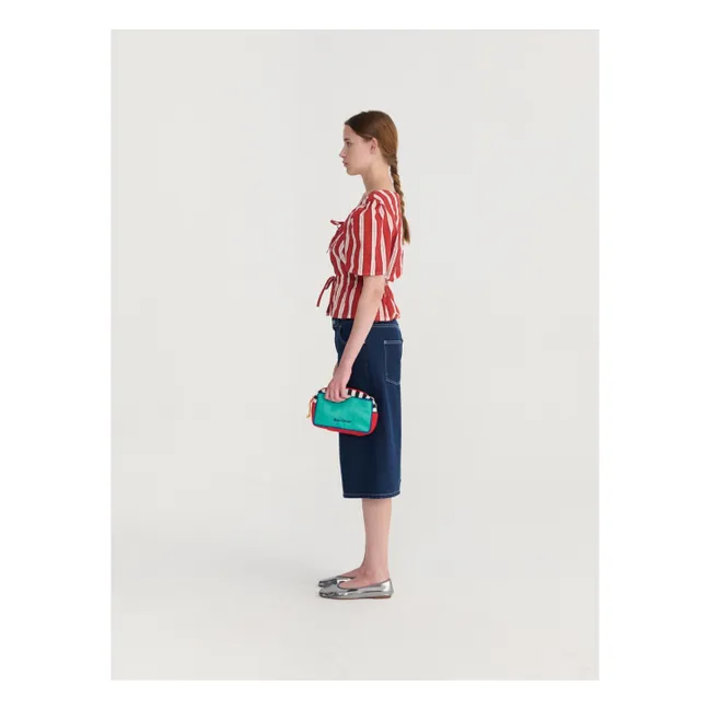 Color Block Clutch Baumwolle | Grün