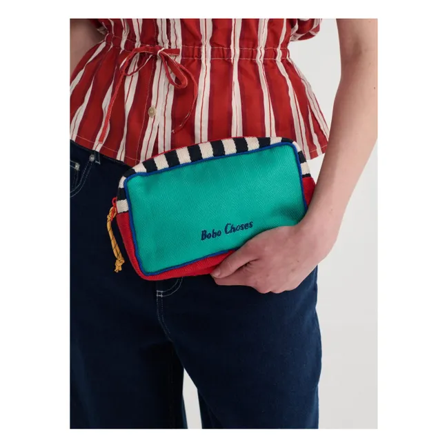 Color Block Clutch Baumwolle | Grün