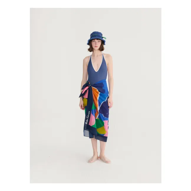 Maillot Une Pièce Seersuker | Bleu foncé