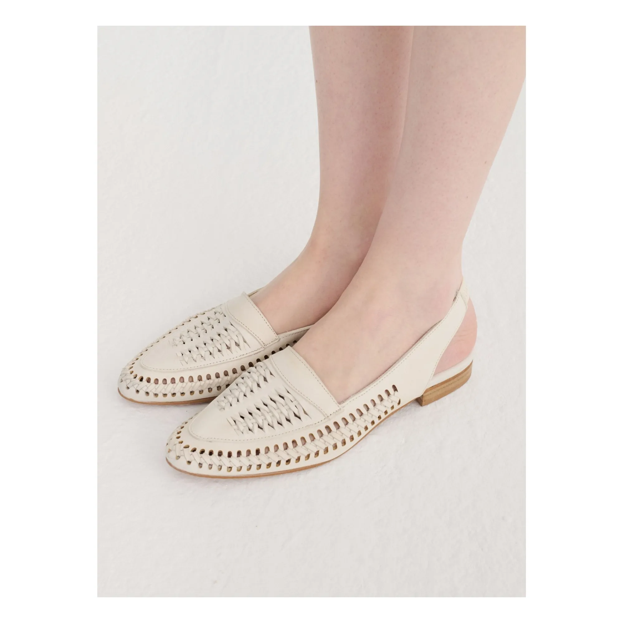 Slingback Cuir Tressé | Ecru- Image produit n°7