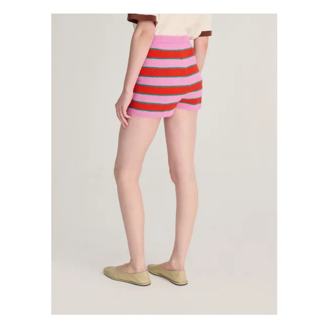Organic cotton striped shorts | Pink