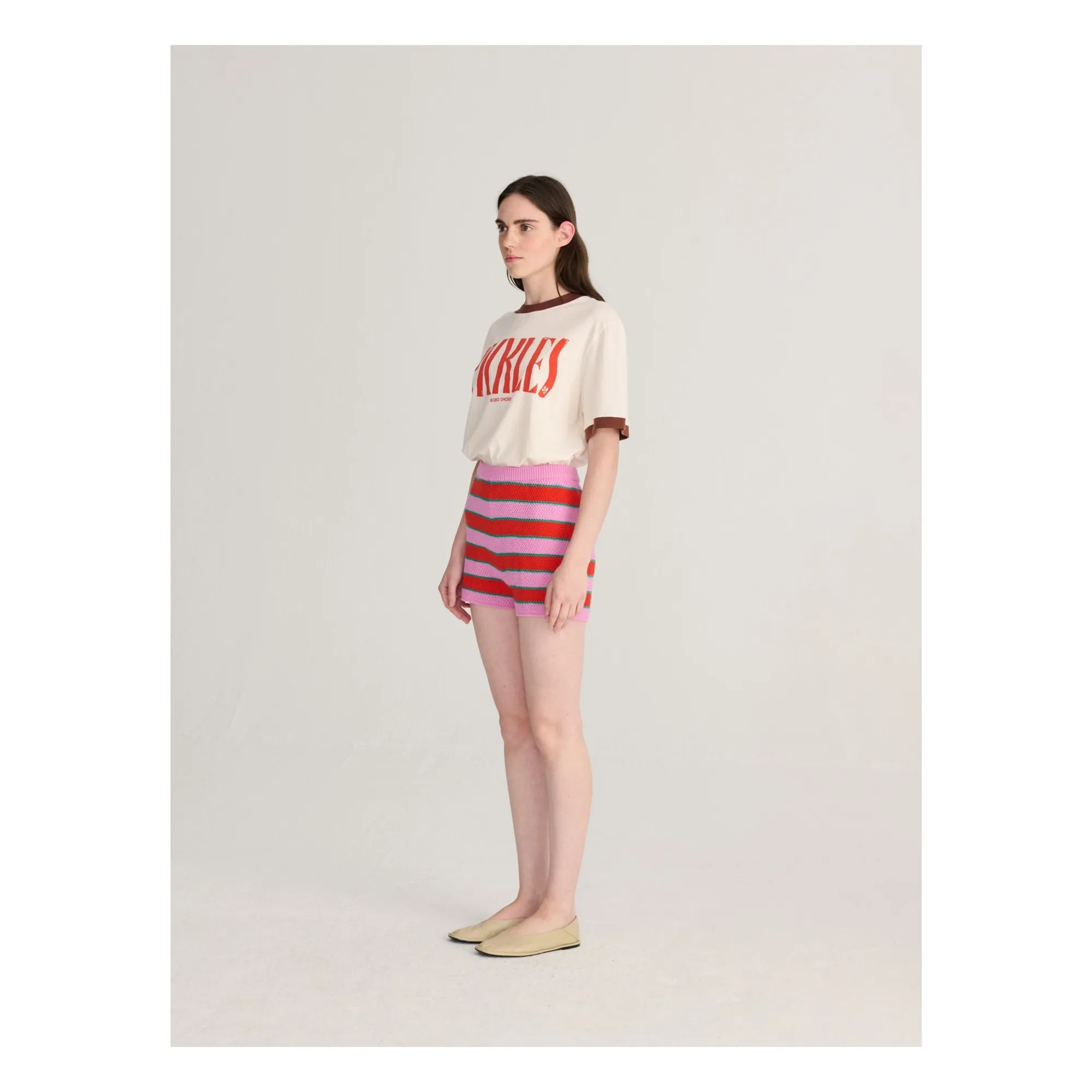 Short Rayures Coton Bio | Rose- Image produit n°4