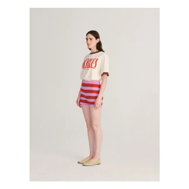 Organic cotton striped shorts | Pink