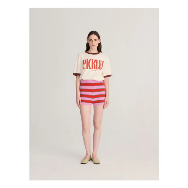 Organic cotton striped shorts | Pink