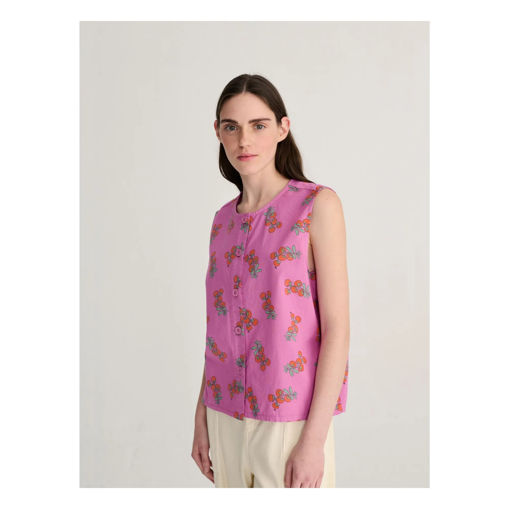 Top Tomatoes Print Coton Bio | Violet- Image produit n°2