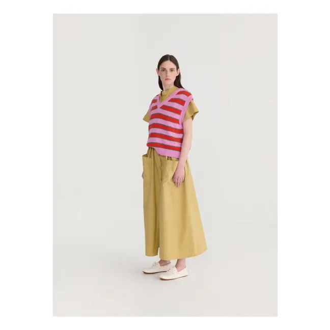 Gilet Rayures Coton Bio | Rose