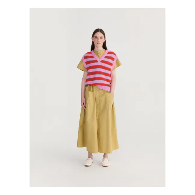 Gilet in cotone biologico a righe | Rosa