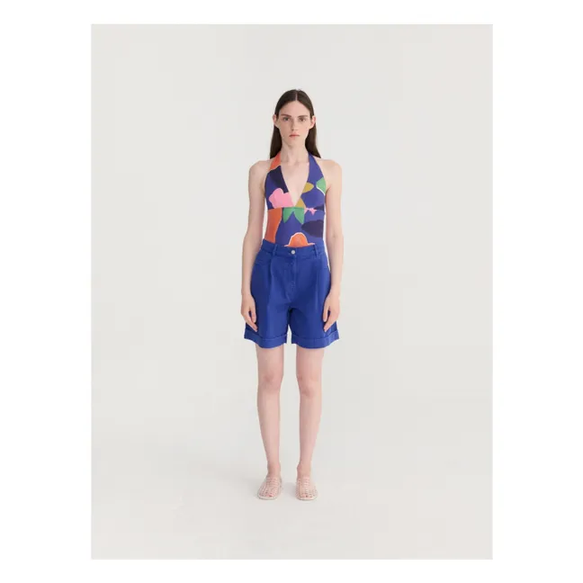 Maillot Une Pièce Blooming Color | Bleu