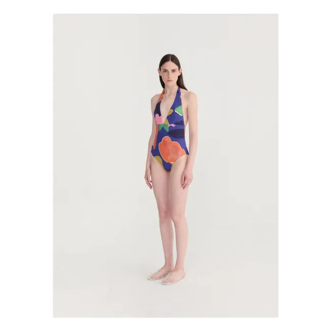 Maillot Une Pièce Blooming Color | Bleu