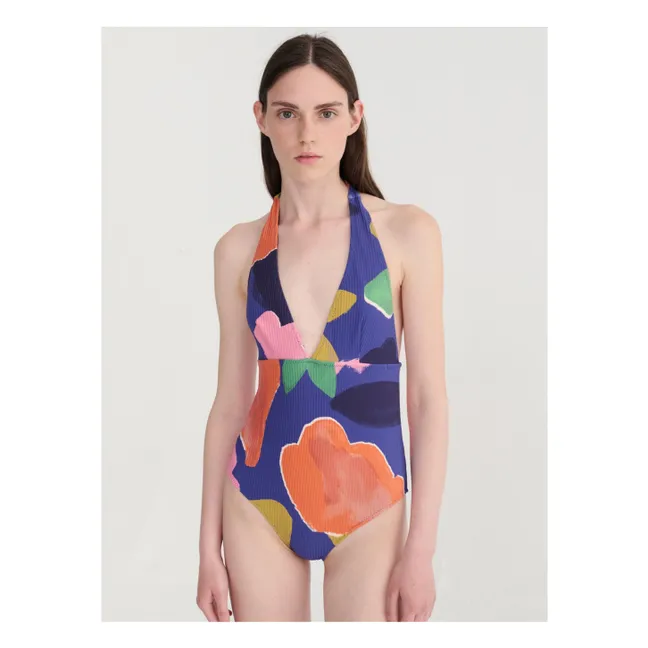 Maillot Une Pièce Blooming Color | Bleu