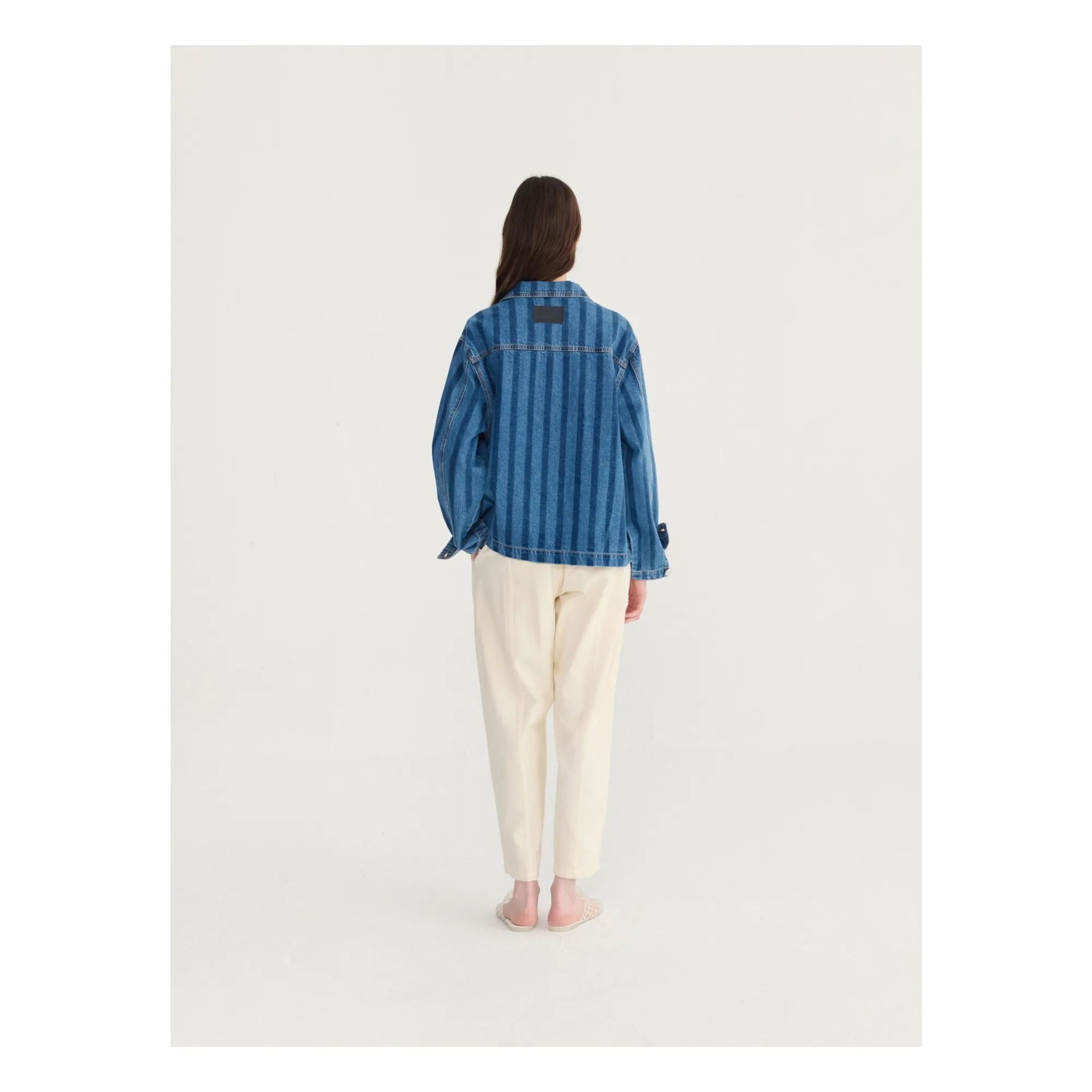 Veste Rayures Denim Coton Bio | Bleu- Image produit n°5