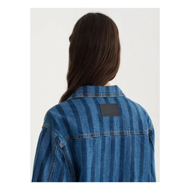 Jacke Streifen Denim Bio-Baumwolle | Blau