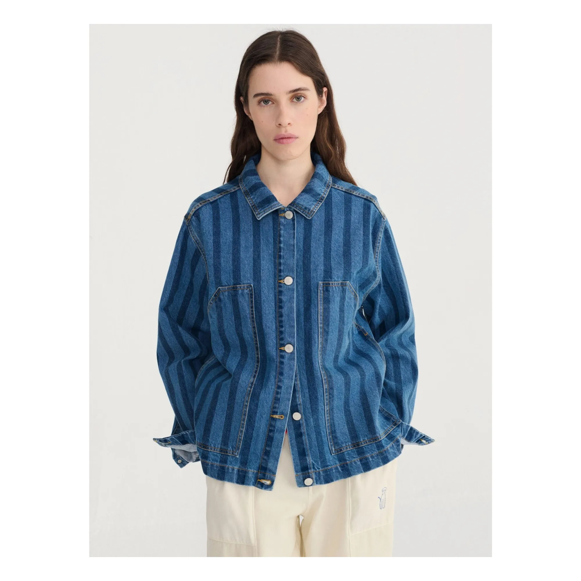 Veste Rayures Denim Coton Bio | Bleu- Image produit n°2