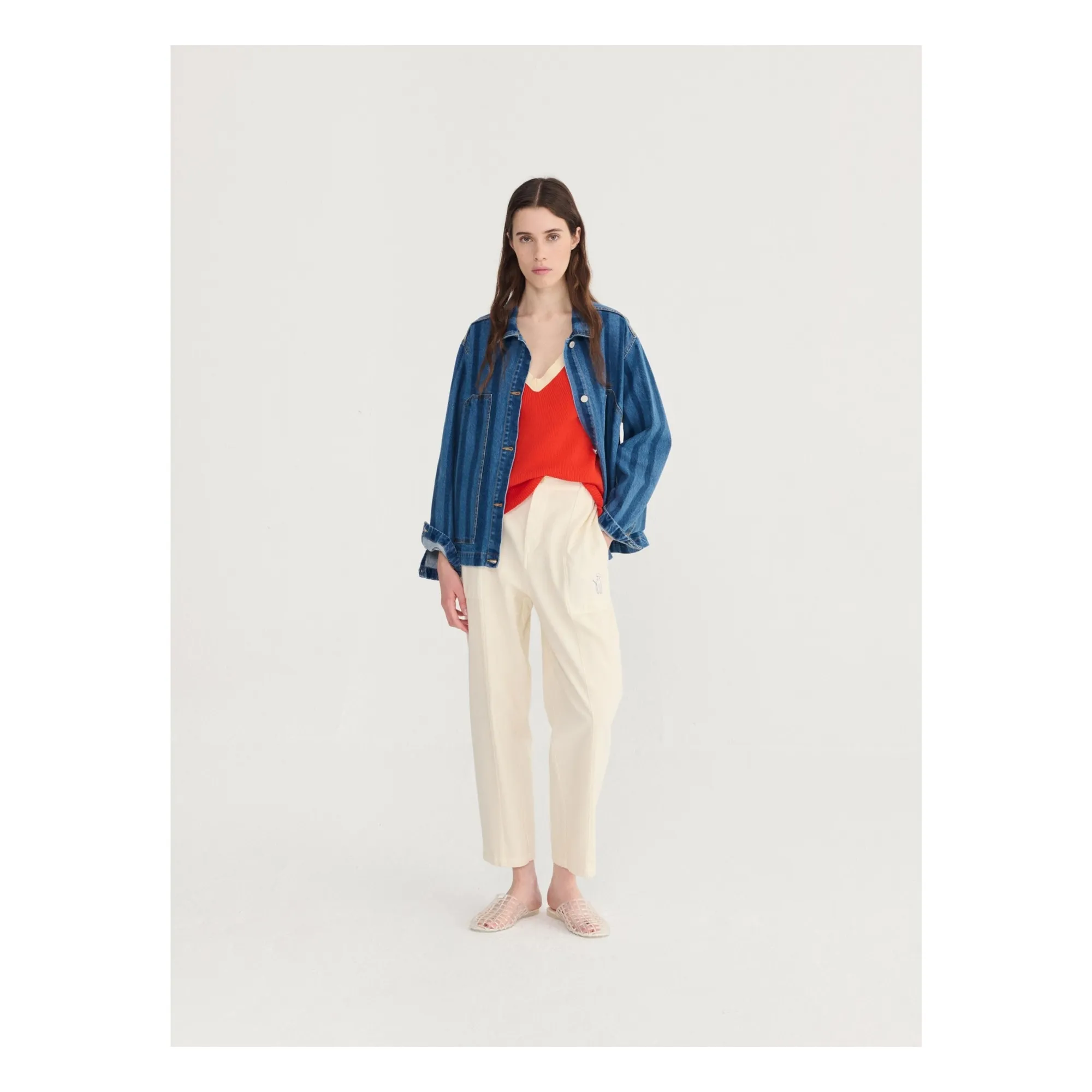 Veste Rayures Denim Coton Bio | Bleu- Image produit n°1