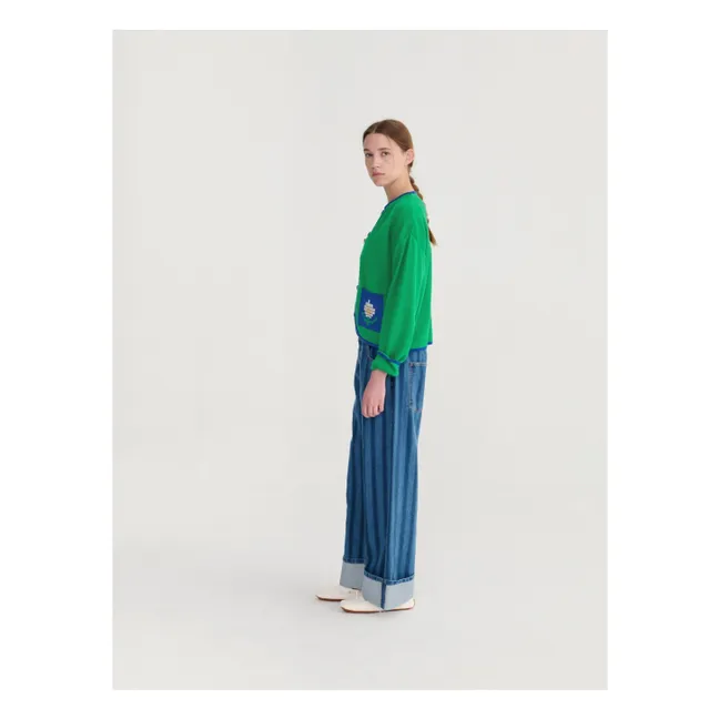 Cardigan in cotone organico Pixel Daisy | Verde