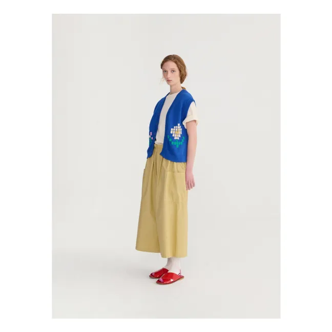 Cardigan in cotone organico Pixel Flower | Blu