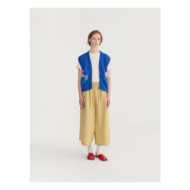 Cardigan in cotone organico Pixel Flower | Blu