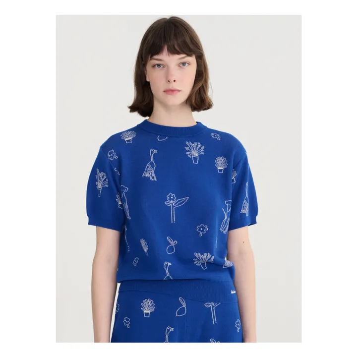 Summer Trip organic cotton sweater | Blue- Product image n°1