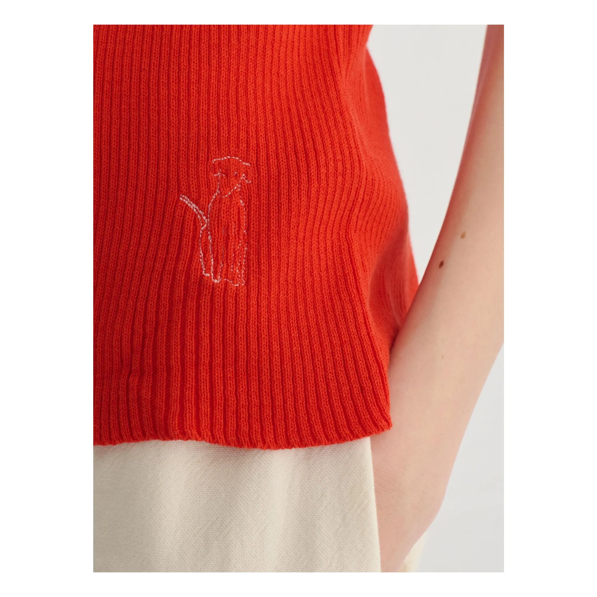 Top Ajouré Coton Bio | Rouge- Image produit n°2