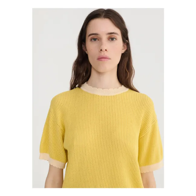 Pull Ajouré Coton Bio | Jaune