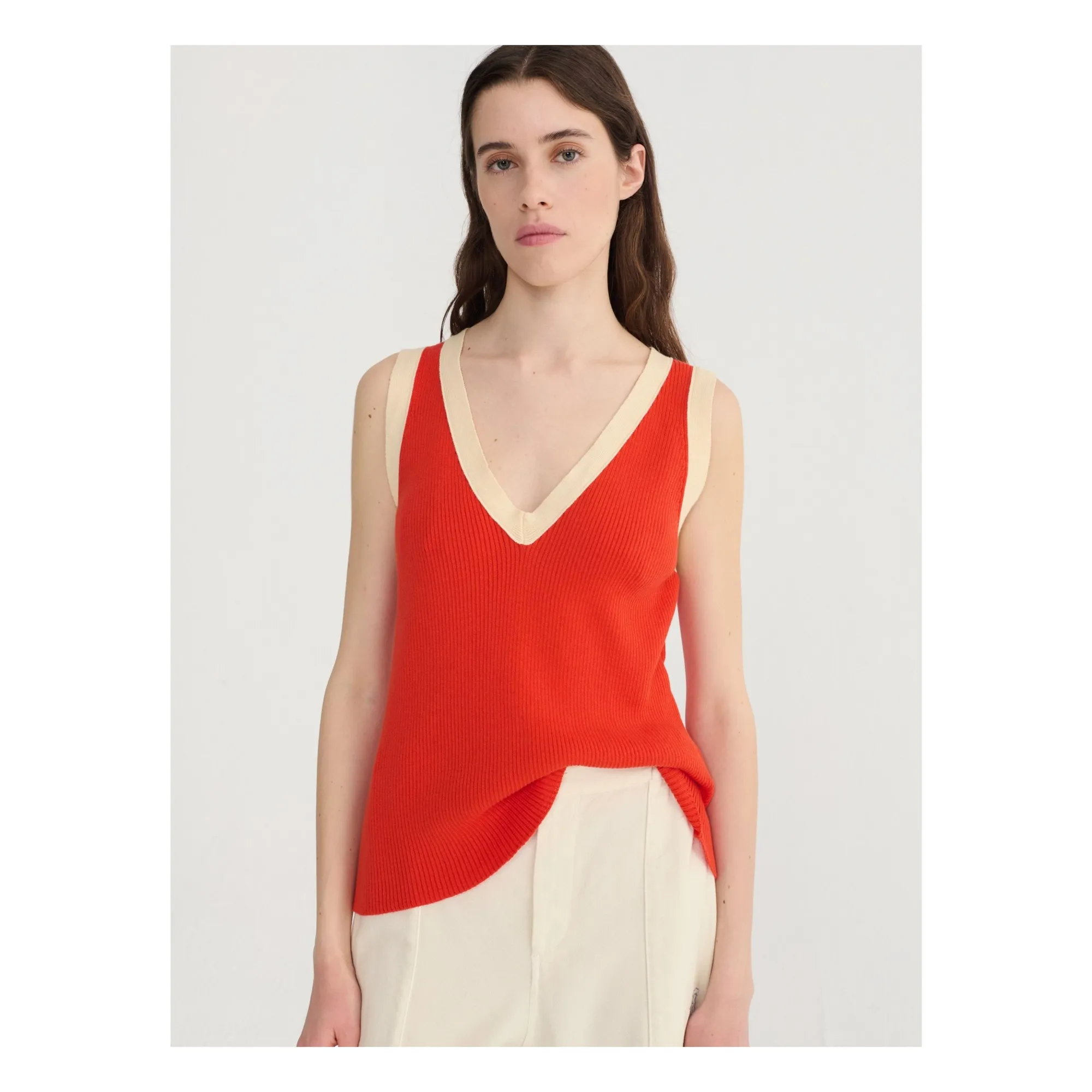 Top Ajouré Coton Bio | Rouge- Image produit n°1