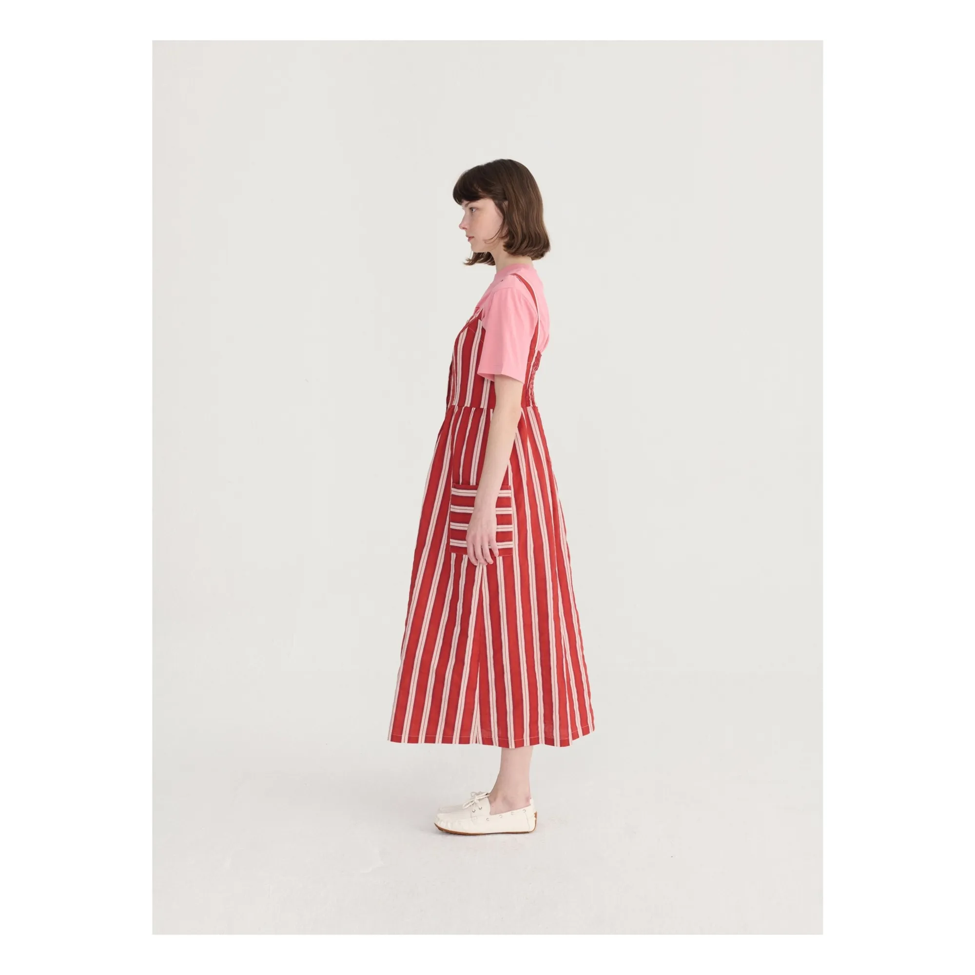 Robe Rayures Evasée Coton Bio | Brique- Image produit n°6