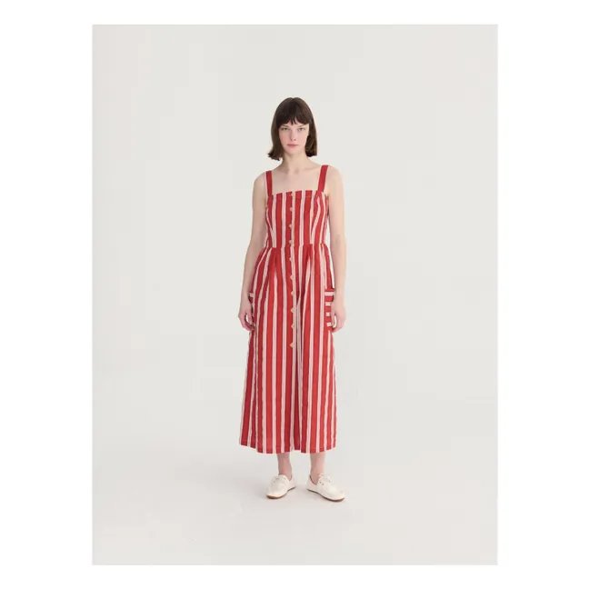 Robe Rayures Evasée Coton Bio | Brique